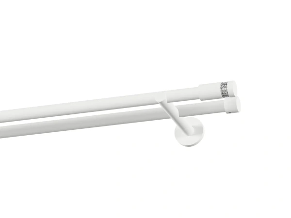 Garniža 19x19mm obyčajná tyč - 2rady - CYLINDER CRYSTAL - biela 1