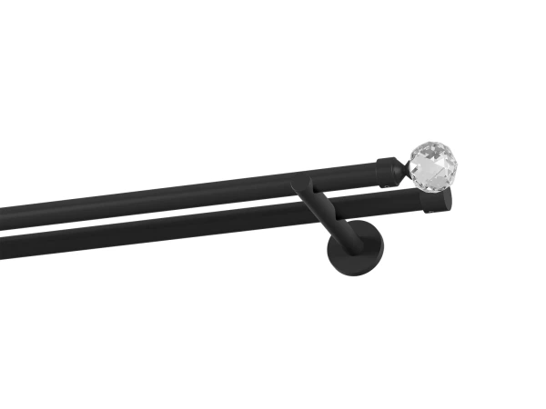 Garniža 19x19mm obyčajná tyč - 2rady - GUĽA CRYSTAL - čierna 1