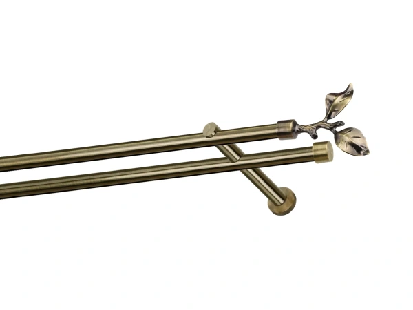 Garniža 19x19mm - drážková tyč - 2rady - LIST ROSE - antik 1