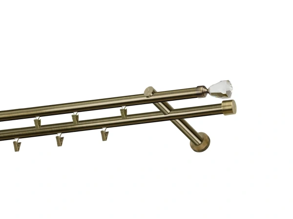 Garniža 19x19mm - drážková tyč - 2rady - CRYSTAL CONE - antik