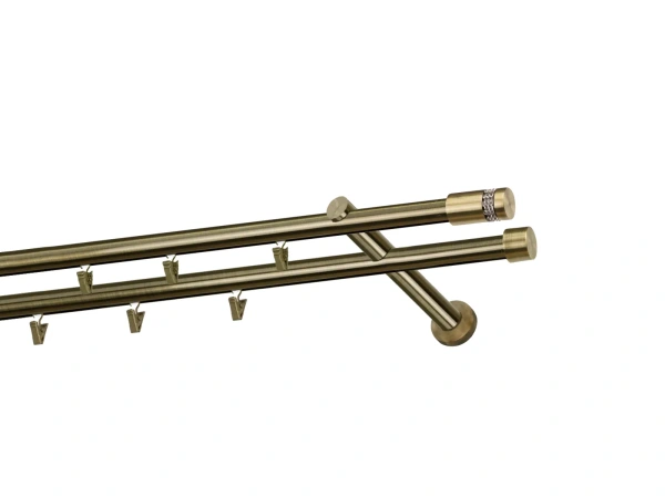 Garniža 19x19mm - drážková tyč - 2rady - CYLINDER CRYSTAL - antik