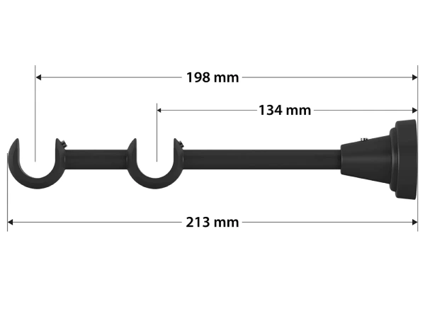 Garniža 19x19mm obyčajná tyč - 2rady - CYLINDER CRYSTAL - čierna 4