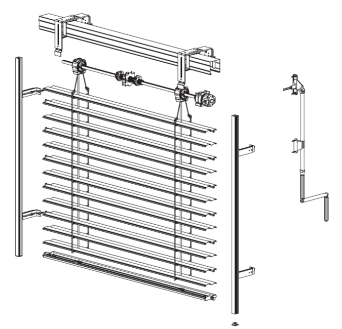 základná schema vonkajšia žalúzia na kľuku