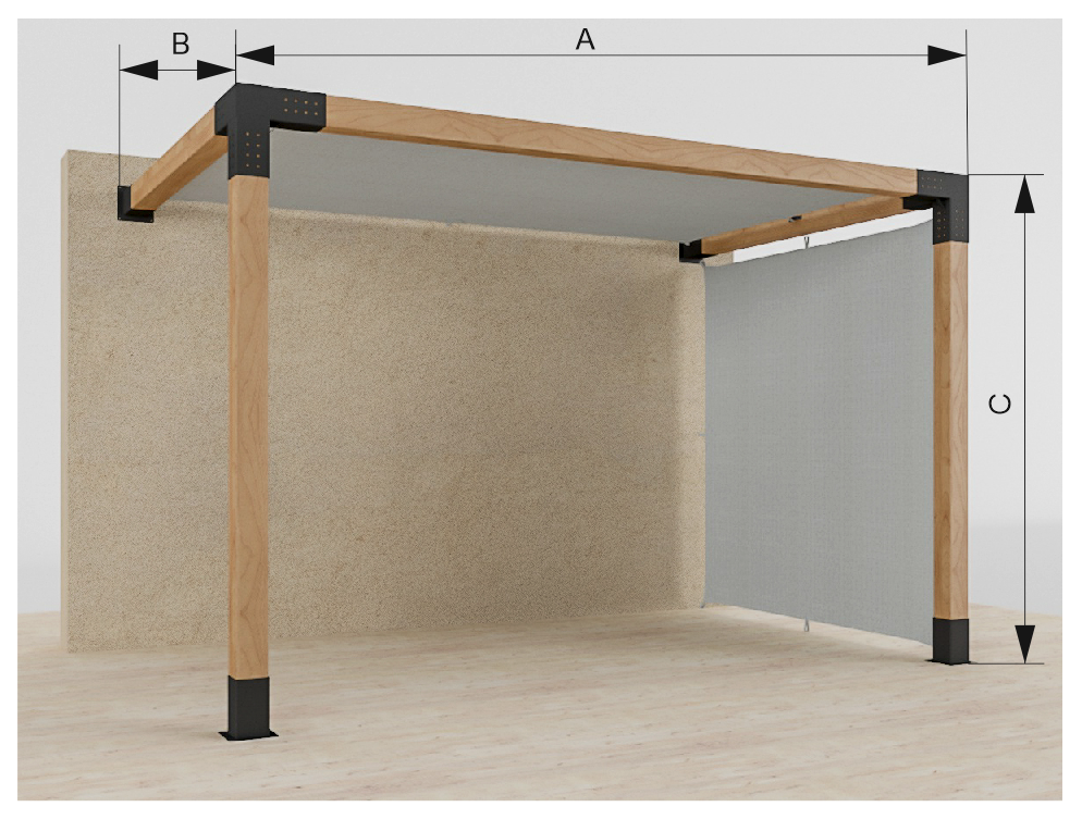 pergola VEGAS - o stenu - 1 sekčná - rozmery