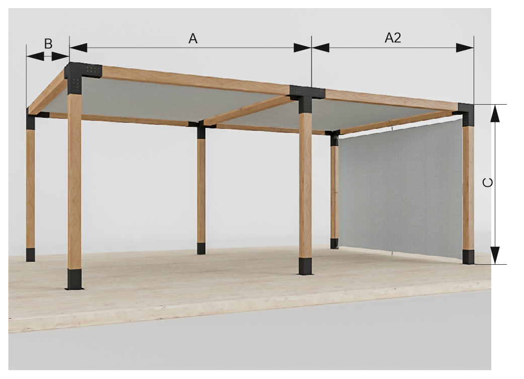 pergola VEGAS - voľne stojaca na pätkách - 2 sekčná - rozmery