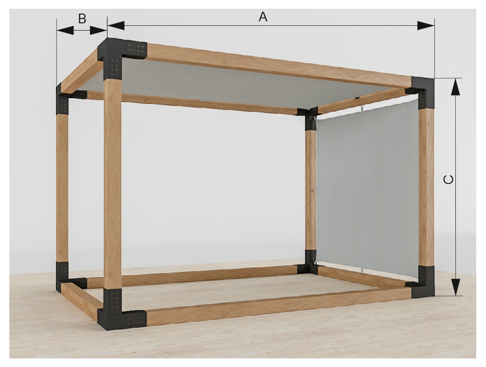 pergola VEGAS - voľne stojaca so spodným vencom - 1 sekčná - rozmery